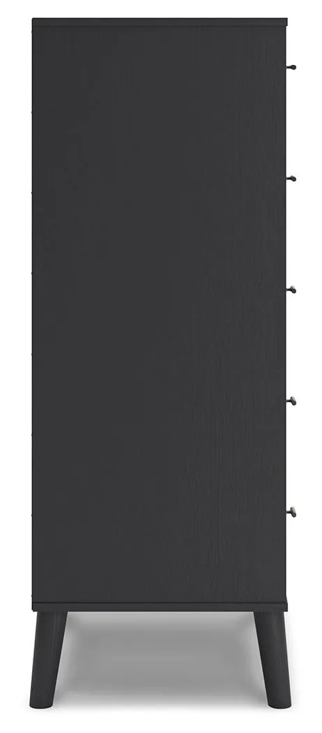 Charlang - Black / Gray - Five Drawer Chest